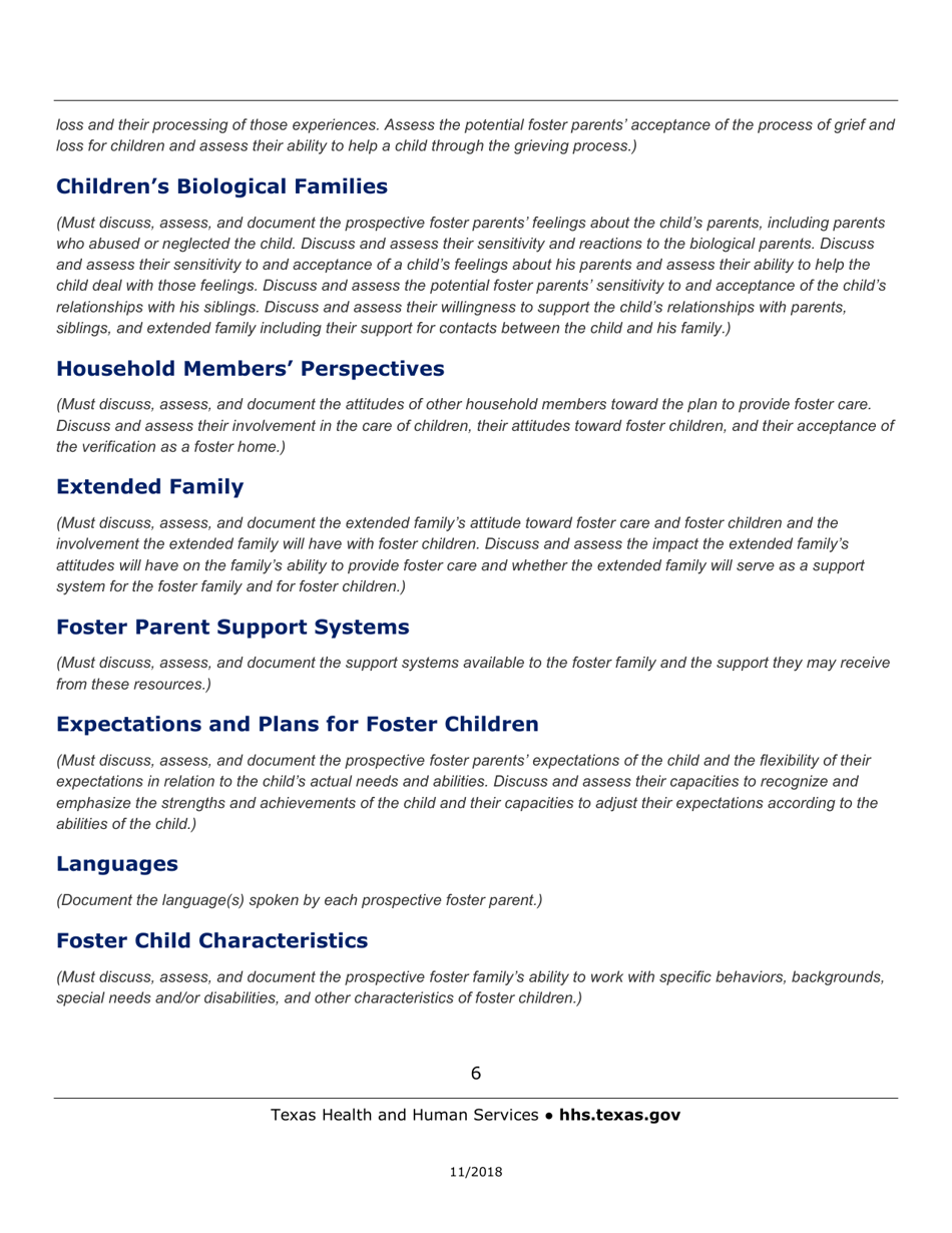 Sample Foster Home Screening Document - Texas, Page 6