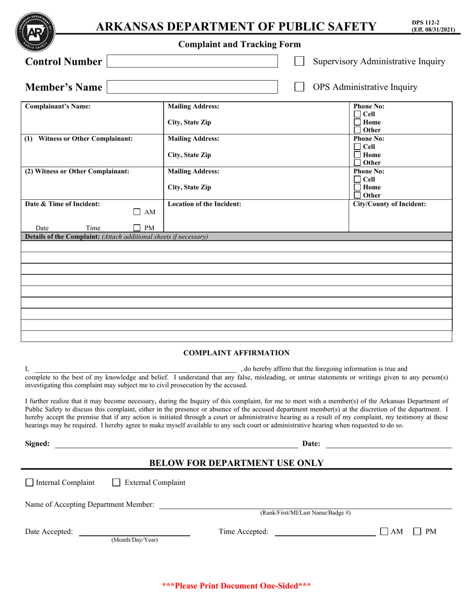 Form DPS112-2 - Fill Out, Sign Online and Download Fillable PDF ...