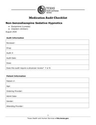 Document preview: Medication Audit Checklist - Non-benzodiazepine Sedative Hypnotics - Eszopiclone (Lunesta), Zolpidem (Ambien) - Texas