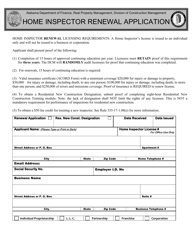 Home Inspector Renewal Application - Alabama