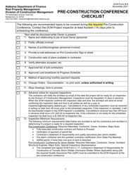 DCM Form B-8 &quot;Pre-construction Conference Checklist&quot; - Alabama