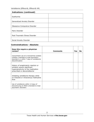 Medication Audit Checklist - Venlafaxine (Effexor, Effexor Xr) - Texas, Page 2
