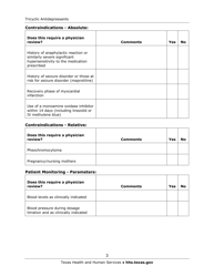 Medication Audit Checklist - Tricyclic Antidepressants: Amitriptyline (Elavil), Desipramine (Norpramin, Pertofrane), Doxepin (Sinequan), Impramine (Tofranil), Maprotiline (Ludiomil), Nortrptyline (Pamelor, Avetyl), Protriptyline (Vivactil), Trimipramine (Surmontil) - Texas, Page 3