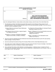 Document preview: Form AK LBF37ESR13 Declaration Regarding Chapter 13 Electronic Filing (Self-represented Individual) - Alaska