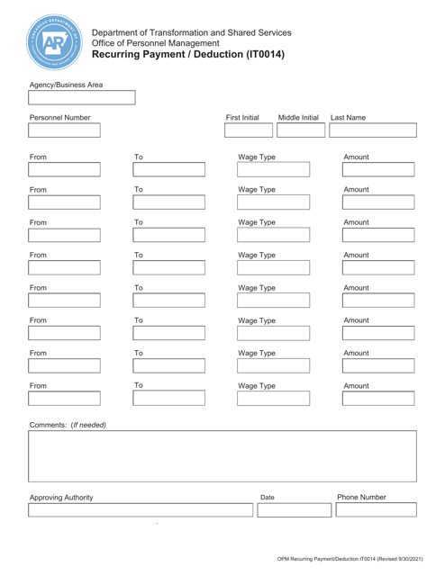 Form IT0014  Printable Pdf