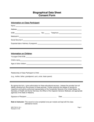 Form MED PHE91-30-1 Biographical Data Sheet Consent Form - Alabama
