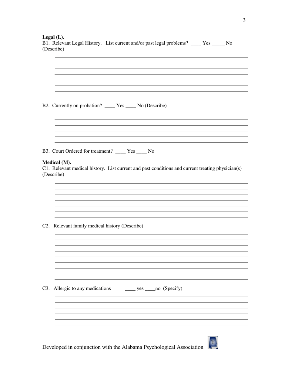 Diagnostic Intake Interview - Alabama, Page 3