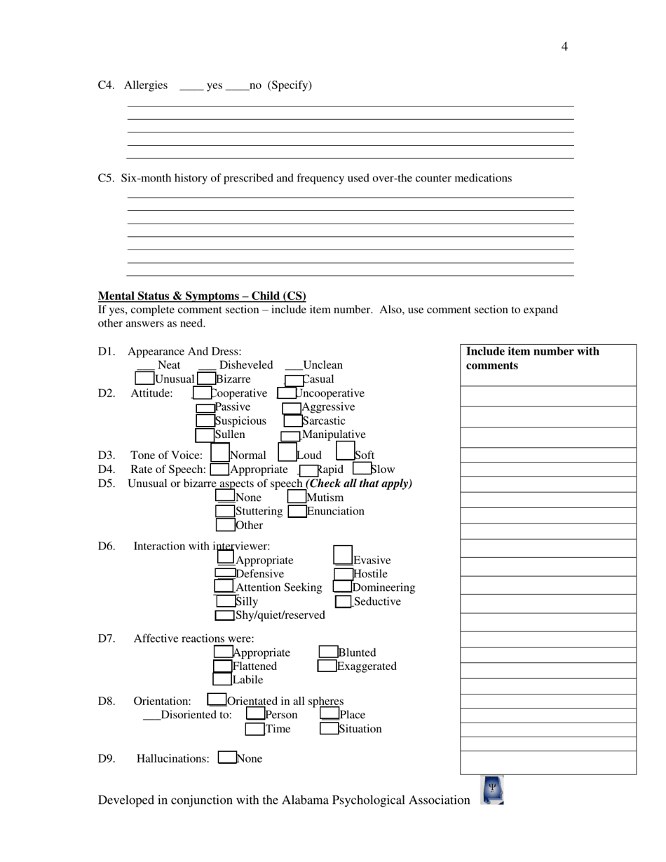 Diagnostic Intake Interview - Alabama, Page 4