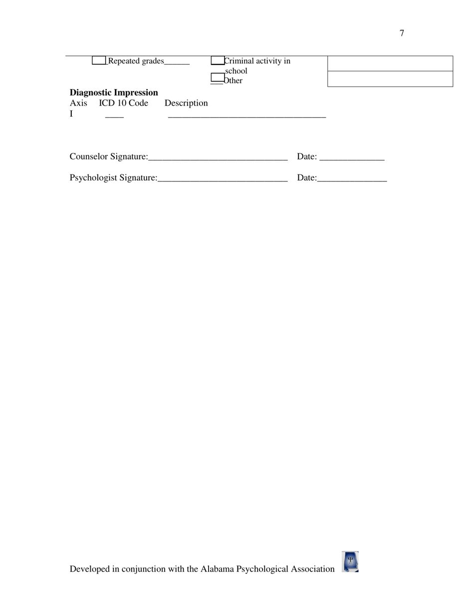 Diagnostic Intake Interview - Alabama, Page 7