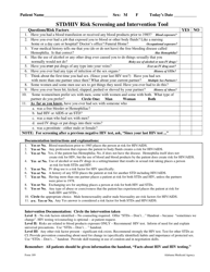 Document preview: Form 189 Std/HIV Risk Screening and Intervention Tool - Alabama