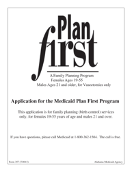 Form 357 &quot;Application for the Medicaid Plan First Program&quot; - Alabama