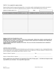 Form 387 Private Duty Nursing Verification of Employment/School Attendance - Alabama, Page 2