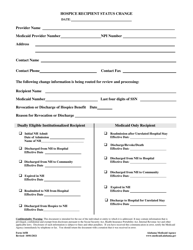 Document preview: Form 165B Hospice Recipient Status Change - Alabama