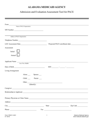 Form PACE12-001 Admission and Evaluation Assessment Tool for Pace - Alabama