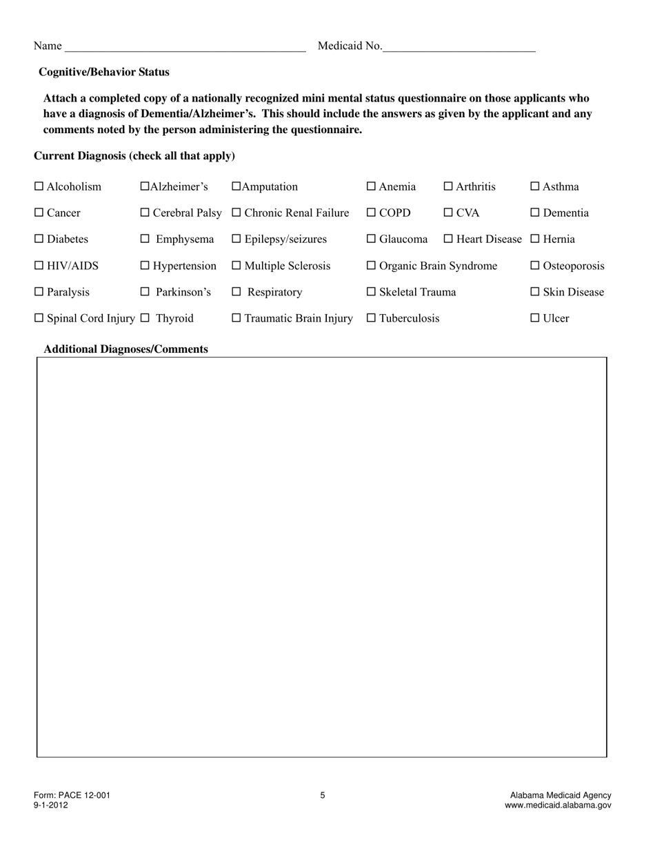 Form PACE12-001 Admission and Evaluation Assessment Tool for Pace - Alabama, Page 5