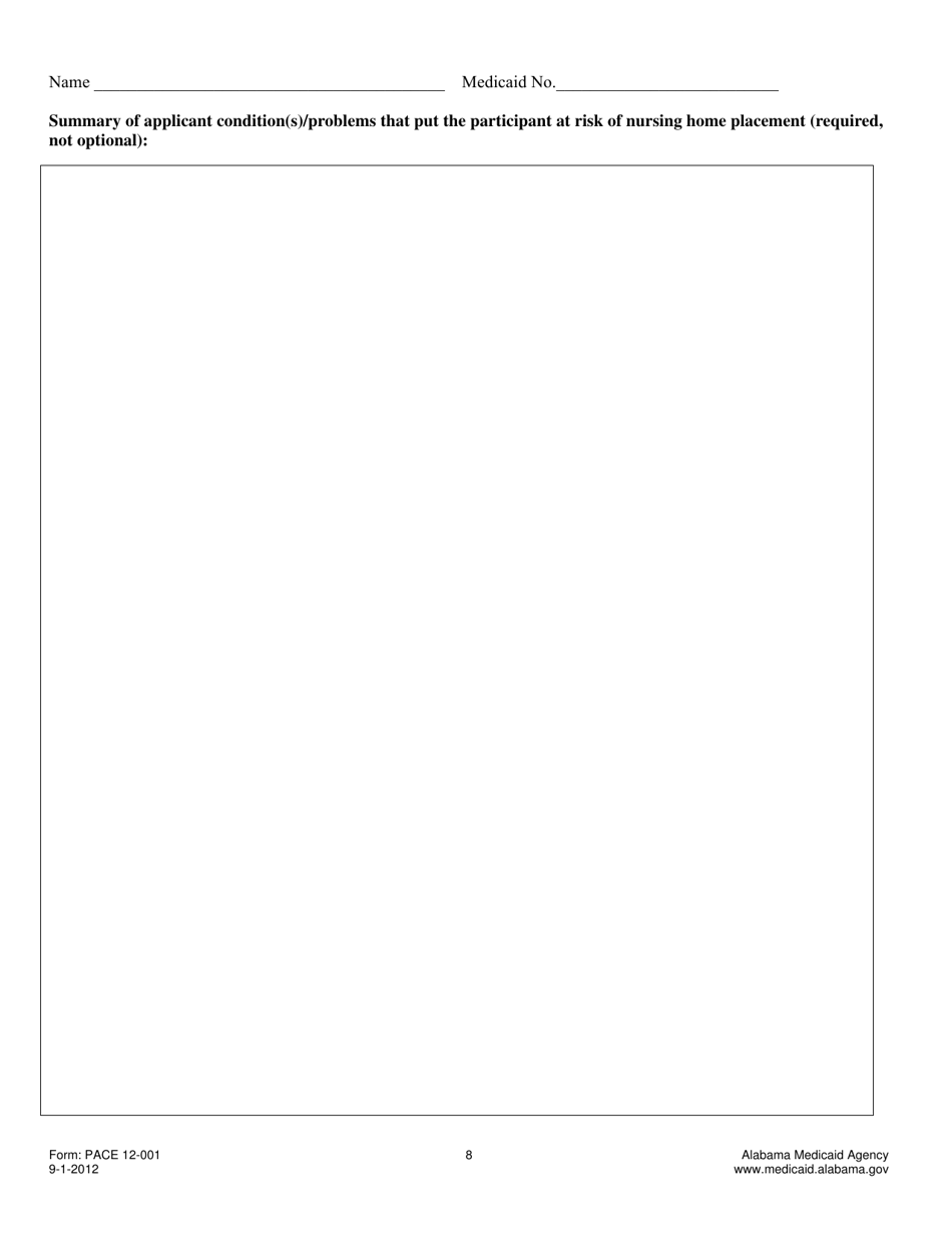 Form PACE12-001 Admission and Evaluation Assessment Tool for Pace - Alabama, Page 8