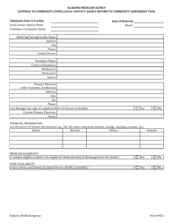 Document preview: Form 432 Gateway to Community Living/Local Contact Agency Return to Community Assessment Tool - Alabama