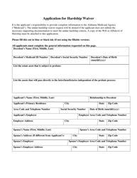 Application for Hardship Waiver - Alabama, Page 2