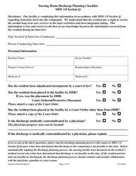 Form 431 Nursing Home Discharge Planning Checklist Mds 3.0 Section Q - Alabama