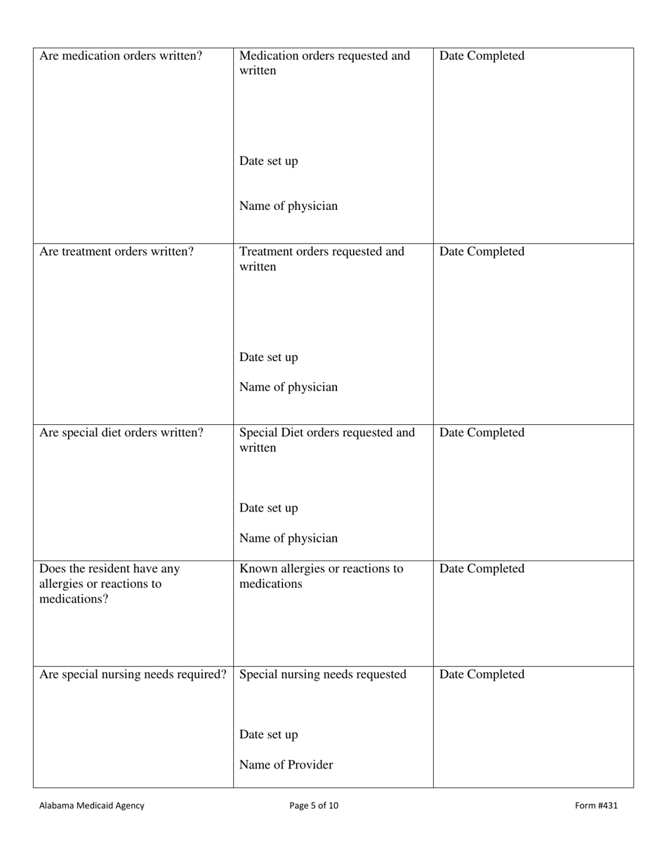 Form 431 Nursing Home Discharge Planning Checklist Mds 3.0 Section Q - Alabama, Page 5