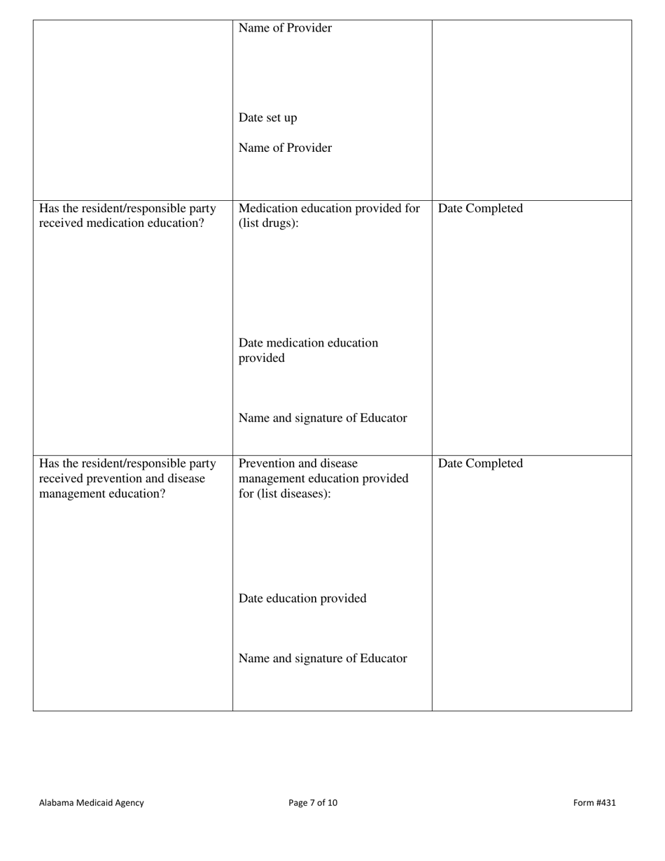 Form 431 Nursing Home Discharge Planning Checklist Mds 3.0 Section Q - Alabama, Page 7