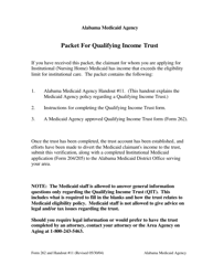 Form 262 Medicaid Agency Approved Qualifying Income Trust Form - Alabama
