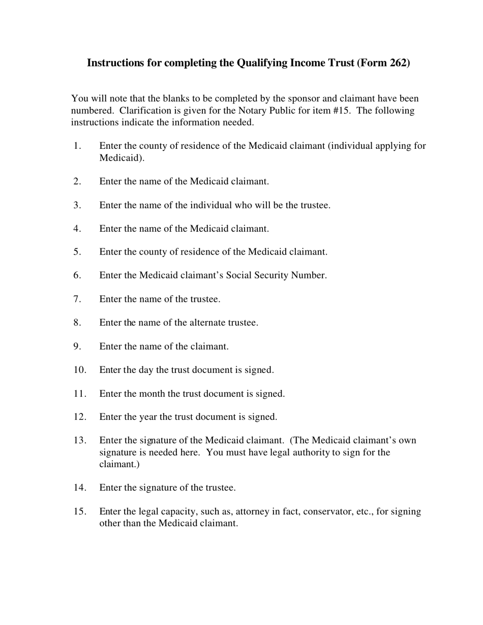 Form 262 Medicaid Agency Approved Qualifying Income Trust Form - Alabama, Page 3