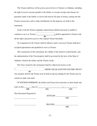 Form 262 Medicaid Agency Approved Qualifying Income Trust Form - Alabama, Page 5