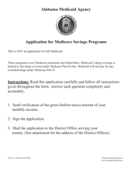 Form 211 &quot;Application for Medicare Savings Programs&quot; - Alabama