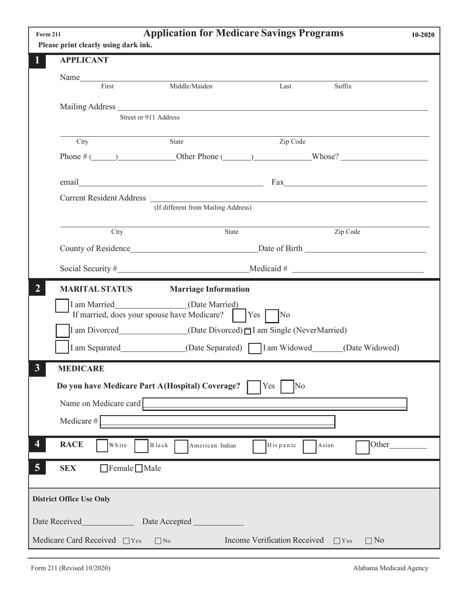 Form 211 Application for Medicare Savings Programs - Alabama, Page 3