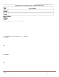 Document preview: Form 480 Augmentative Communication Device Evaluation Report Form - Alabama