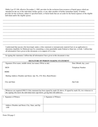 Form 236 Statement of Claimant or Other Person Burial Fund Designation - Alabama, Page 2