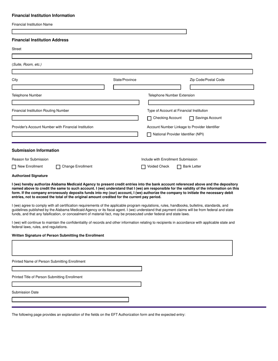 Alabama Medicaid Electronic Financial Transaction (Eft) Authorization Agreement - Alabama, Page 3