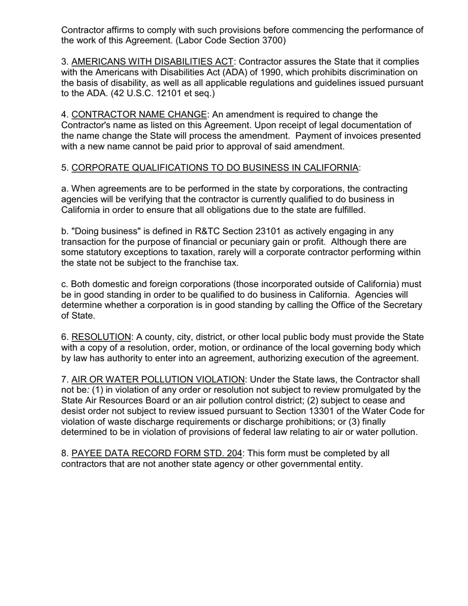 Form CCC Contractor Certification Clauses - California, Page 4