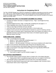 Instructions for Form CDA35 Title V/Scsep Budget - California