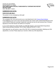 Instructions for Form CDA189 Area Plan Nsip/Ombudsman Special Funds Expenditure Report - California, Page 2