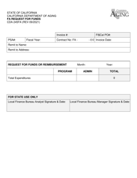 Document preview: Form CDA245FA FA Request for Funds - California