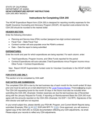 Instructions for Form CDA255 &quot;Hicap Expenditure Report&quot; - California