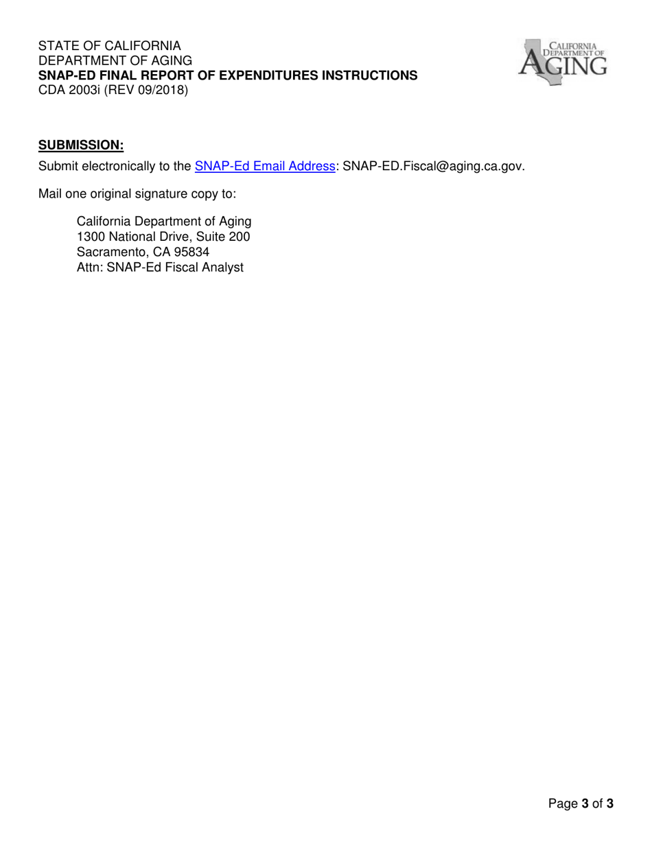 Instructions for Form CDA2003 Snap-Ed Final Report of Expenditures - California, Page 3