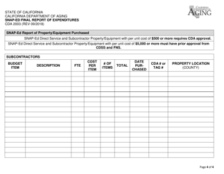 Form CDA2003 Snap-Ed Final Report of Expenditures - California, Page 4