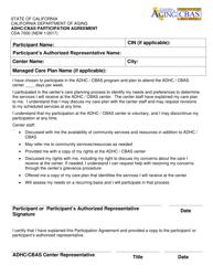 Document preview: Form CDA7000 Adhc/Cbas Participation Agreement - California