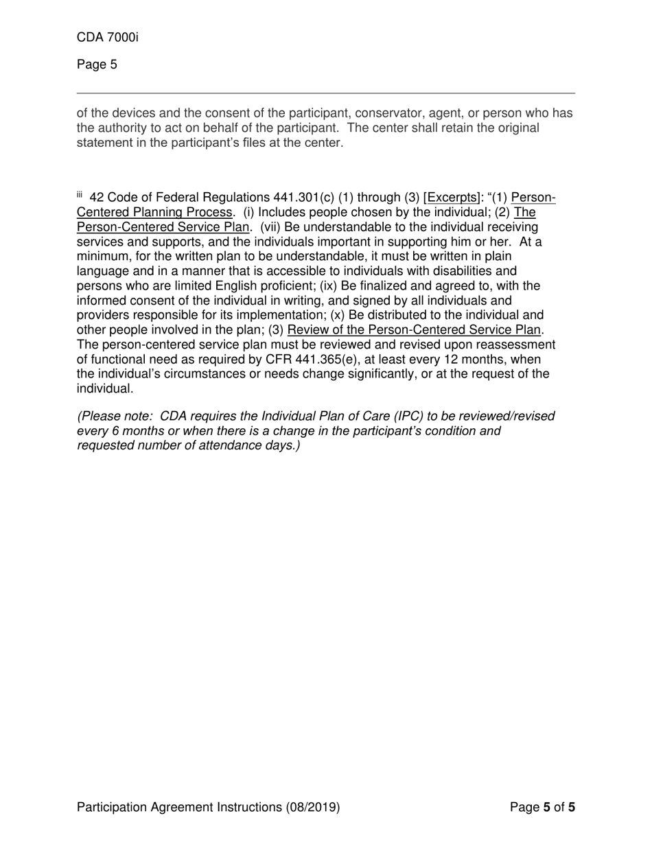 Instructions for Form CDA7000 Adhc / Cbas Participation Agreement - California, Page 5