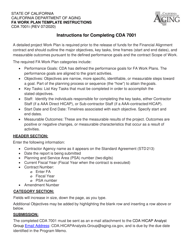 Document preview: Instructions for Form CDA7001 FA Work Plan Template - California