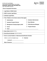 Document preview: Form CDA7006 Personal Identifying Information - California