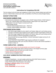 Instructions for Form CDA229 &quot;Hicap Budget&quot; - California
