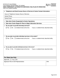 Form CDA7012 Cbas Temporary Alternative Services (Tas) Plan of Operation - California, Page 3