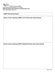 Form CDA7029 Adrc Infrastructure Grants Program Data Collection &amp; Reporting Form - California