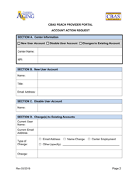Account Action Request - Cbas Peach Provider Portal - California, Page 2