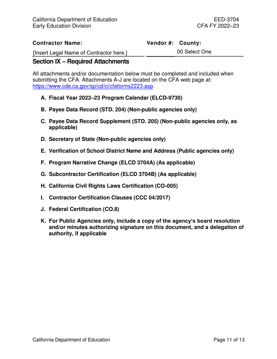 Form EED-3704 Continued Funding Application - California, Page 11