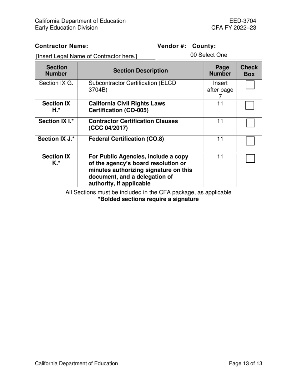 Form EED-3704 Continued Funding Application - California, Page 13